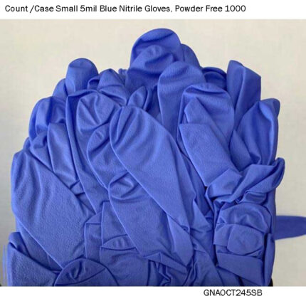 1000 Count /Case Small 5mil Blue Nitrile Gloves, Powder Free