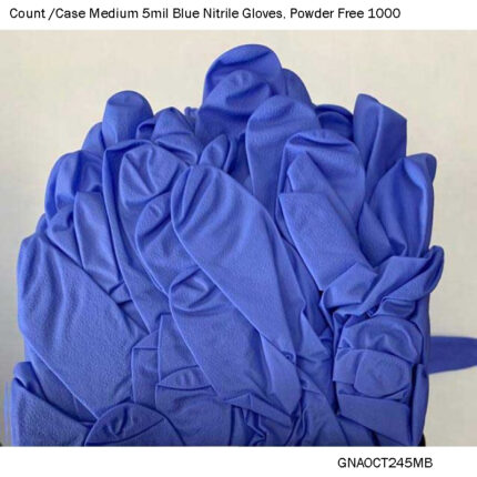 1000 Count /Case Medium 5mil Blue Nitrile Gloves, Powder Free