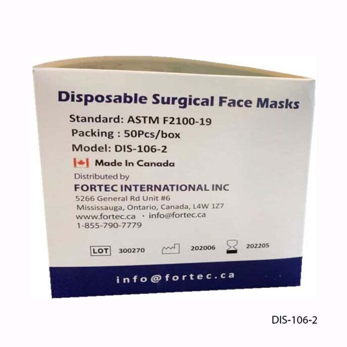 Disposable Surgical Face Mask Level-2 Made in Canada 50pcs/Box