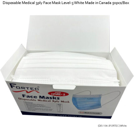 Disposable Medical 3ply Face Mask Level-3 White Made in Canada 50pcs/Box