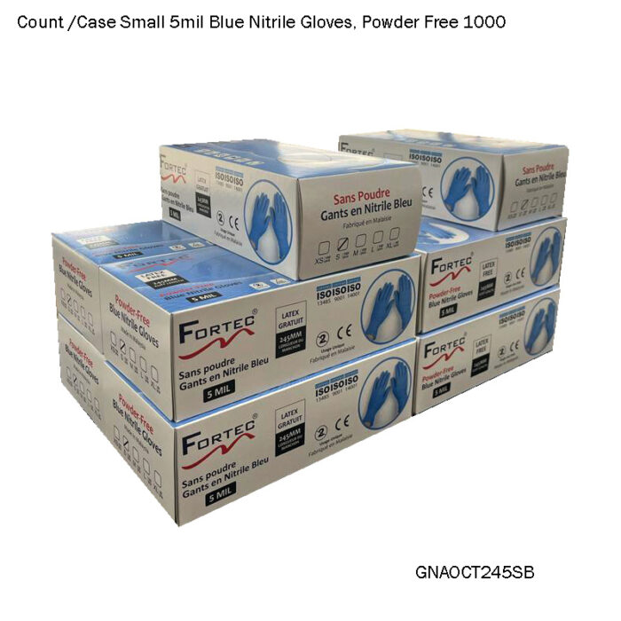 1000 Count /Case Small 5mil Blue Nitrile Gloves, Powder Free