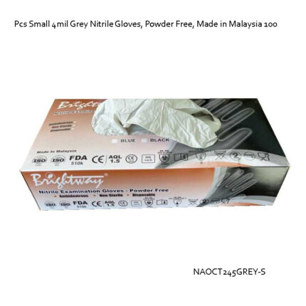 100 Pcs Small 4mil Grey Nitrile Gloves, Powder Free, Made in Malaysia