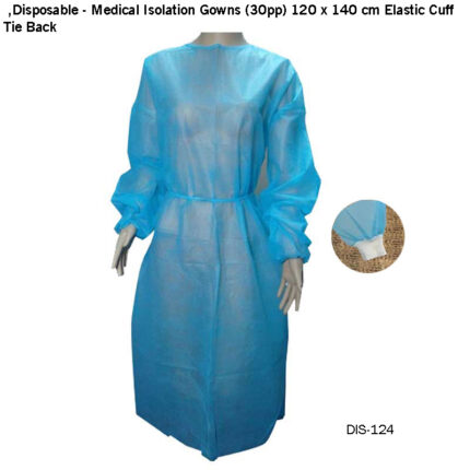 Medical Isolation Gowns (30pp) 120 x 140 cm Elastic Cuff, Tie Back