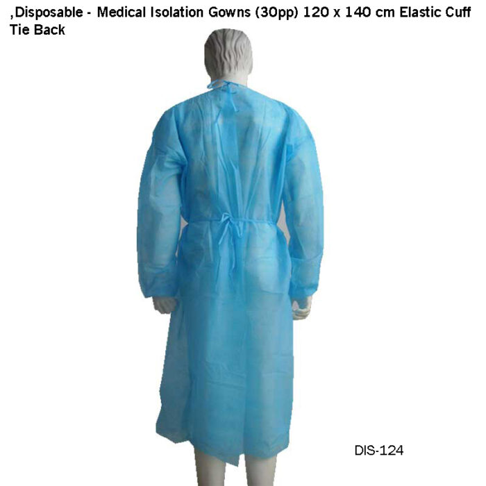 Medical Isolation Gowns (30pp) 120 x 140 cm Elastic Cuff, Tie Back