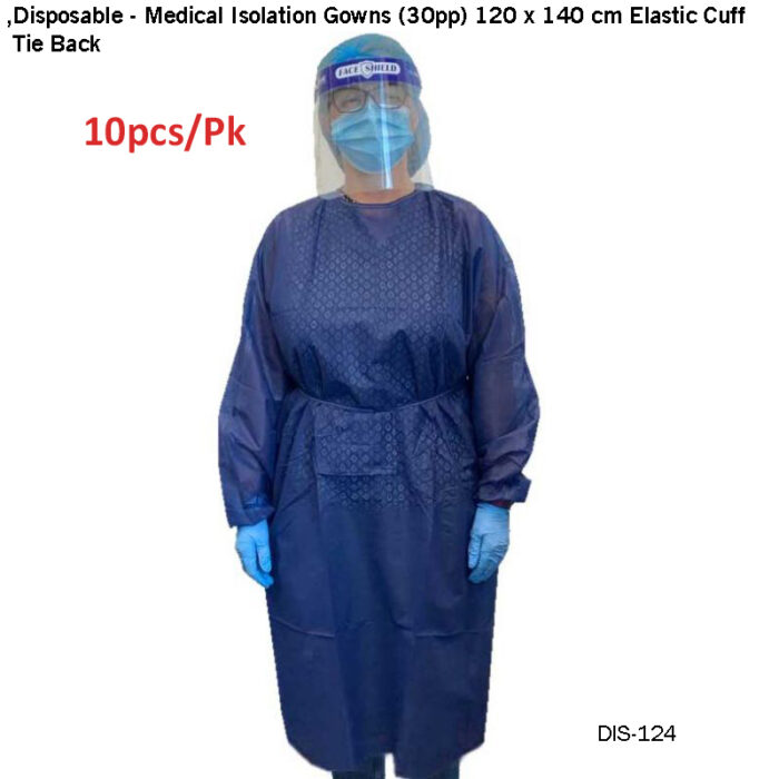 Medical Isolation Gowns (30pp) 120 x 140 cm Elastic Cuff, Tie Back