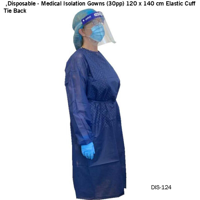 Medical Isolation Gowns (30pp) 120 x 140 cm Elastic Cuff, Tie Back