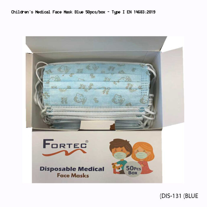 Children's Medical Face Mask Blue 50pcs/box - Type I EN 14683:2019