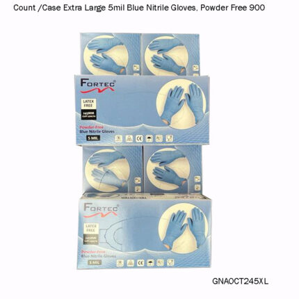 900 Count /Case Extra Large 5mil Blue Nitrile Gloves, Powder Free